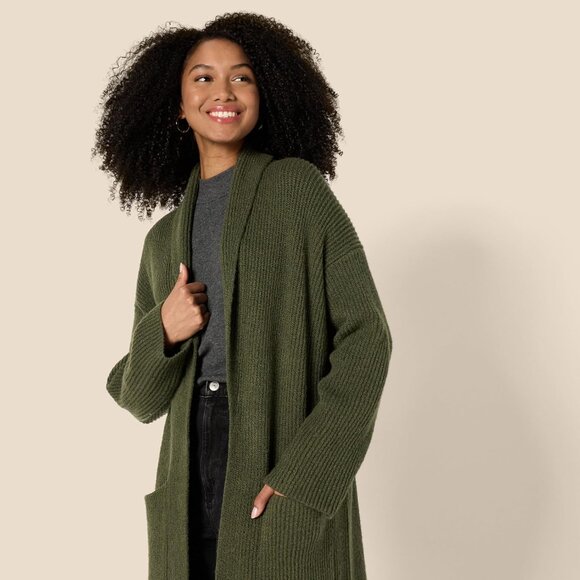 Women's Oversized Cotton Blend Heavyweight Long Cardigan Sweater Plus Size - Picture 3 of 6